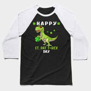 Happy St Patricks day boys kids Toddler dinosaur trex lucky Baseball T-Shirt